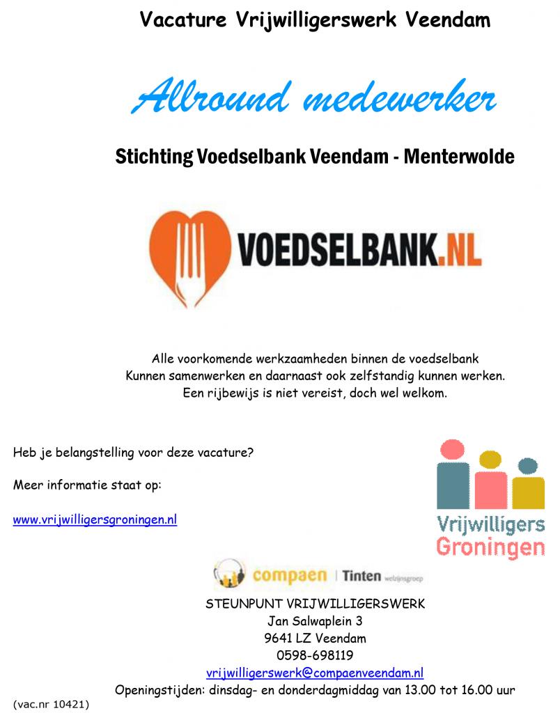 Vacatureposter Stichting Voedselbank Veendam-Menterwolde allround medewerker.jpg